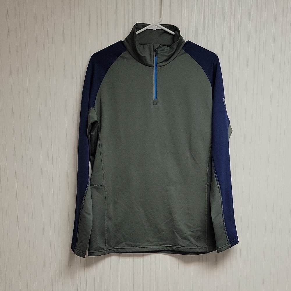 Rossignol Blue & Green Logo Pullover 1/4 Zip, Men's Large Baselayer Ski outdoor